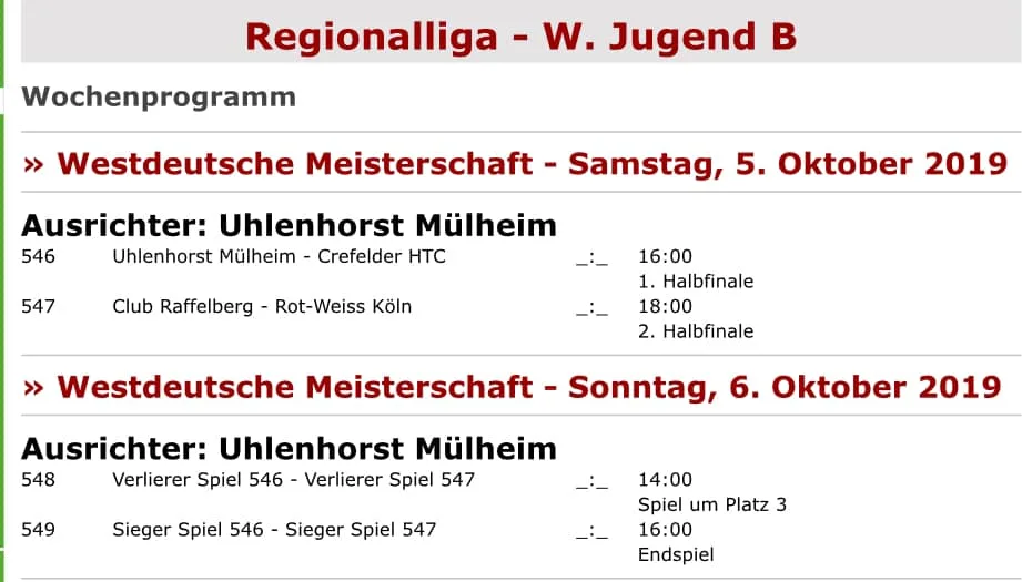 WJB1 spielt am Wochenende um den Westdeutschen Meister im Uhlenhorst