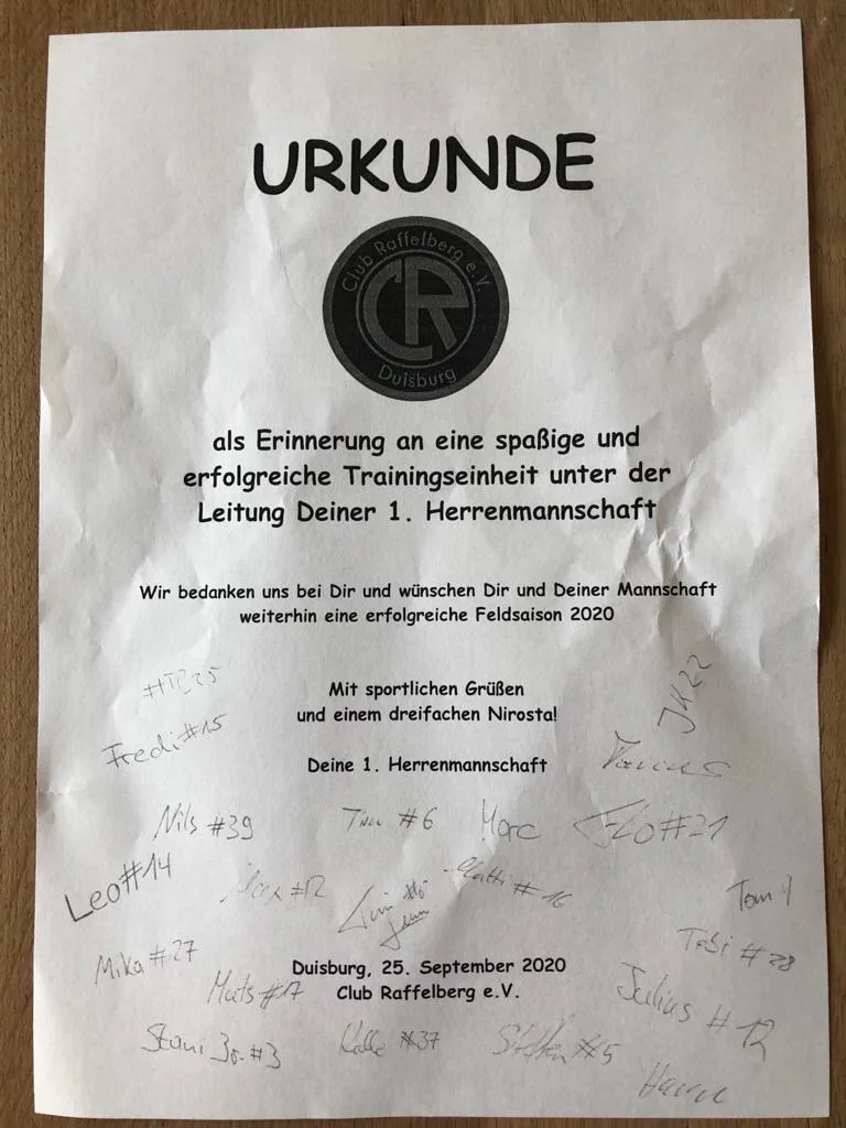 1. Herren-Training für die D- und C- Mädchen der Jhg. 2012 und 2011