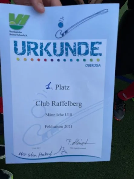 Männliche U18 des Club Raffelberg wird Oberligameister