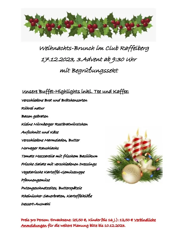 Weihnachts-Brunch im Club Raffelberg