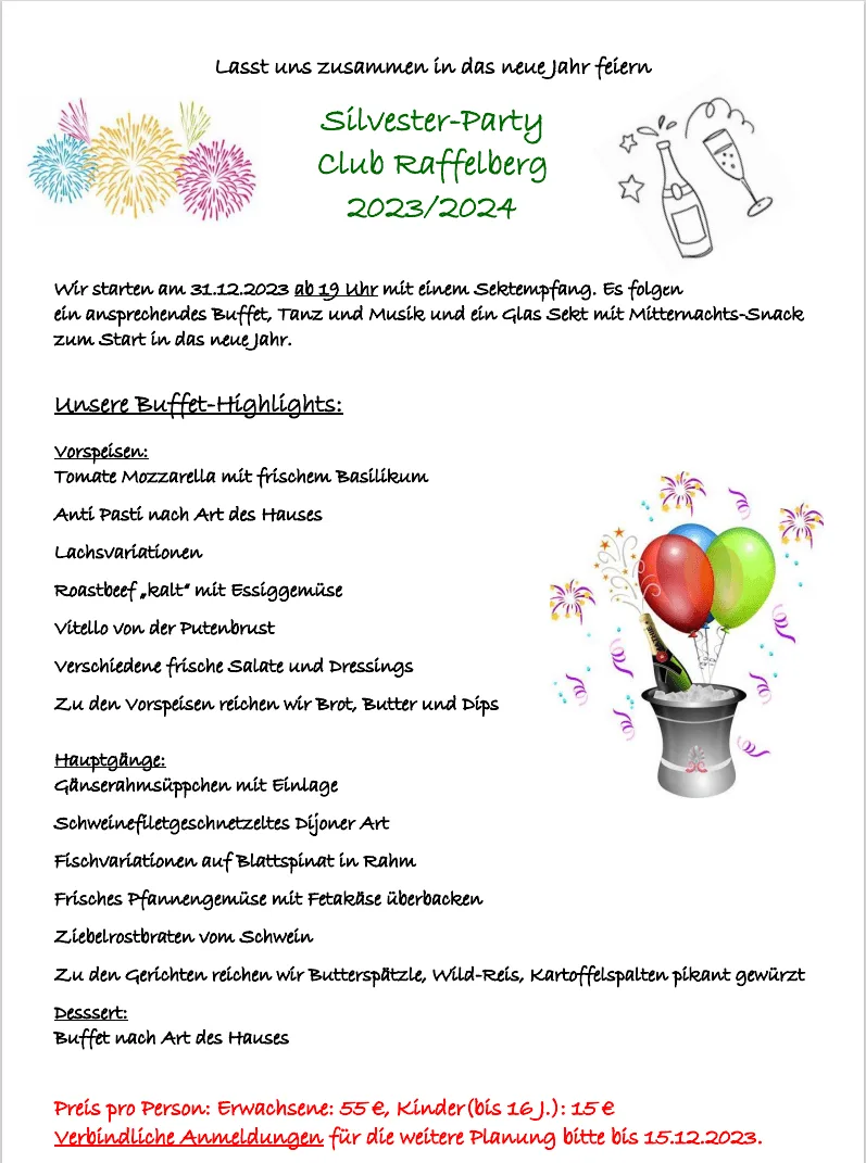 Silvesterparty in der Gastronomie