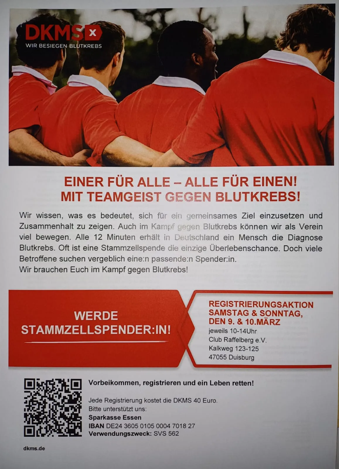 Im CR gegen Blutkrebs – Registrierung am 9. & 10. März