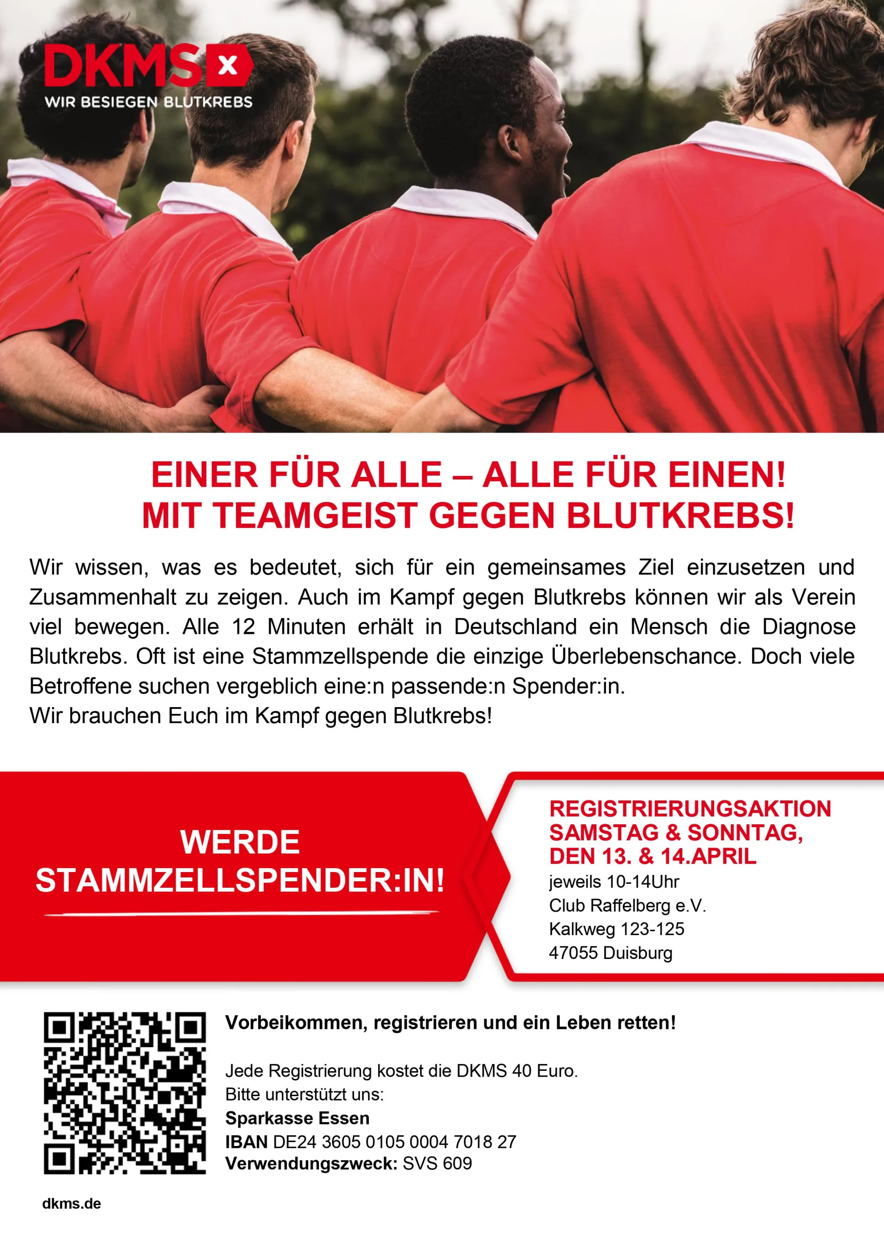 Im CR gegen Blutkrebs – Registrierung am 13. & 14. April