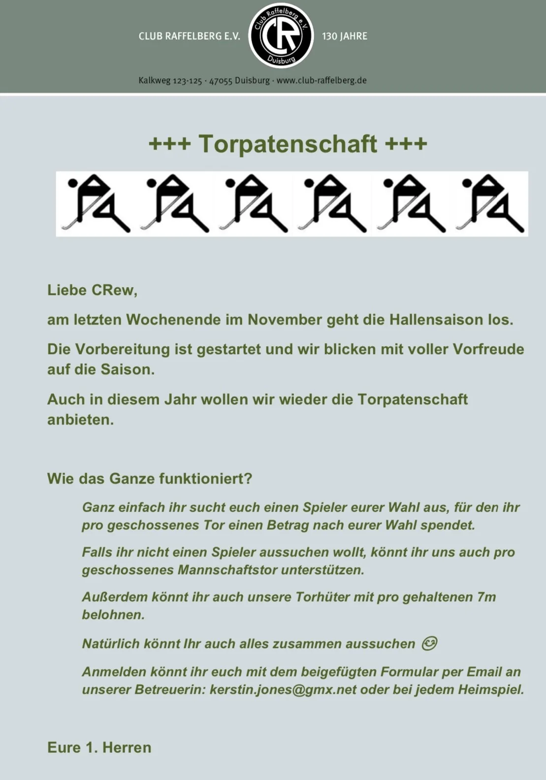 Werdet Torpaten bei den 1. Herren!