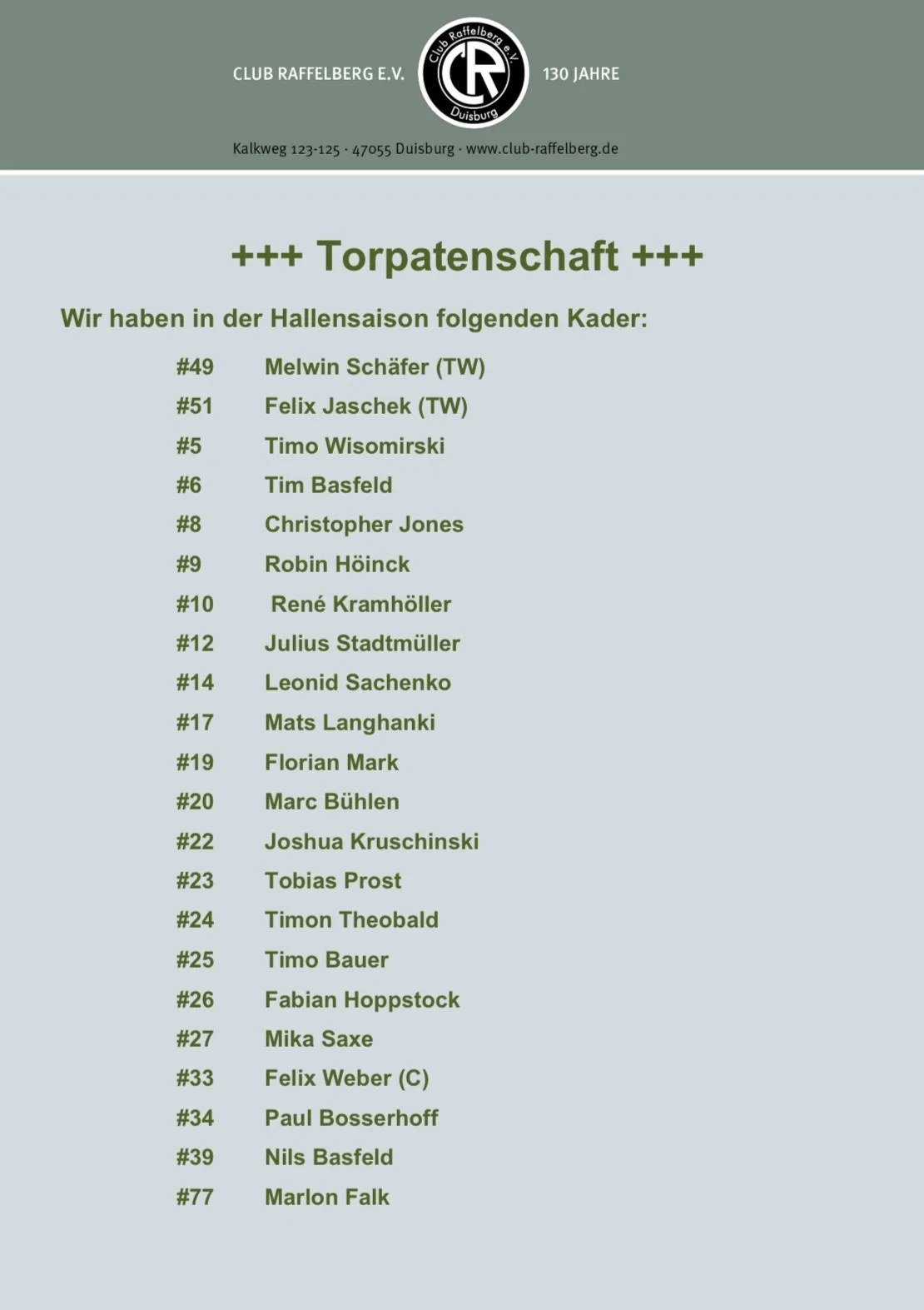Werdet Torpaten bei den 1. Herren!