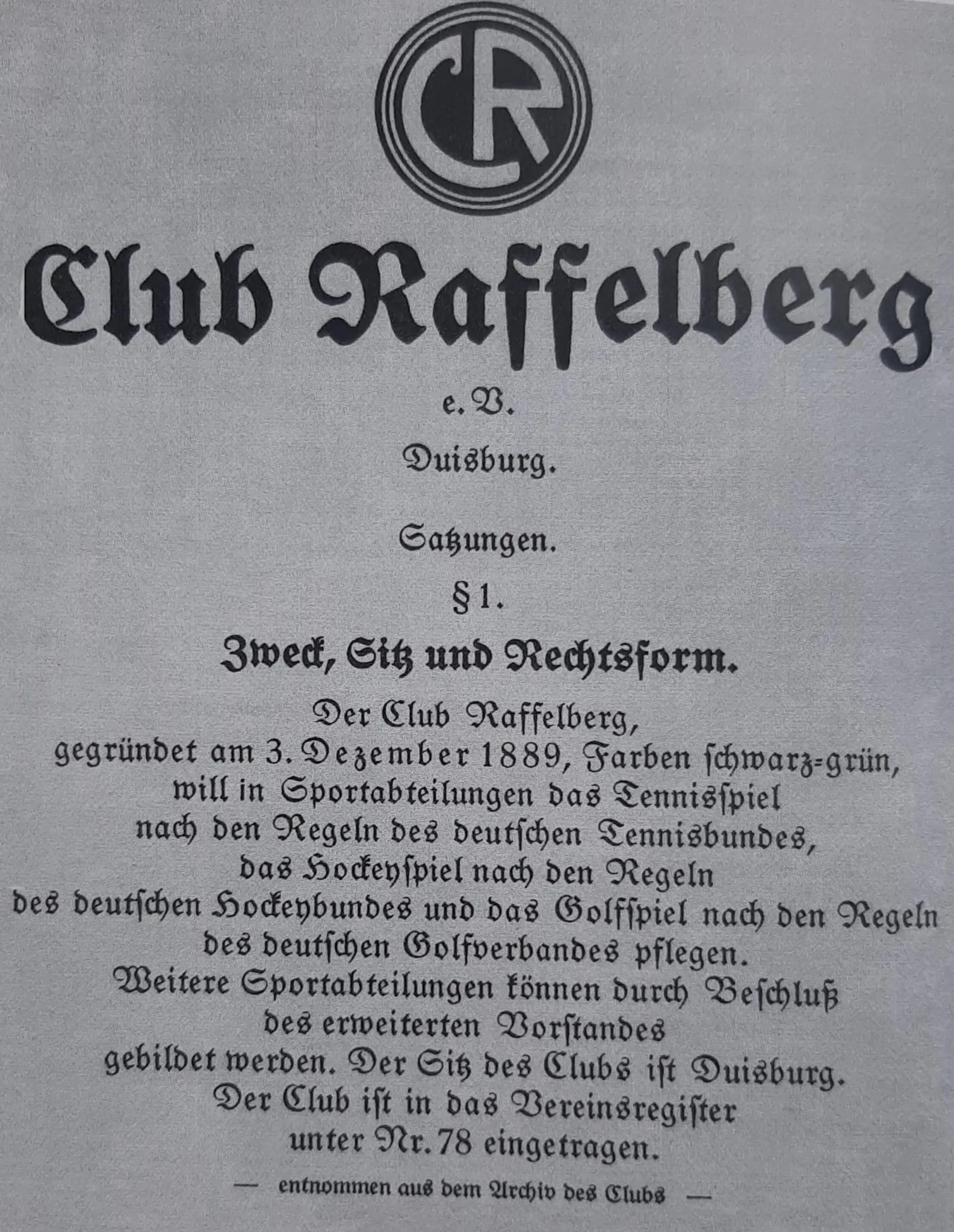 Unser Club wird heute 135 Jahre!