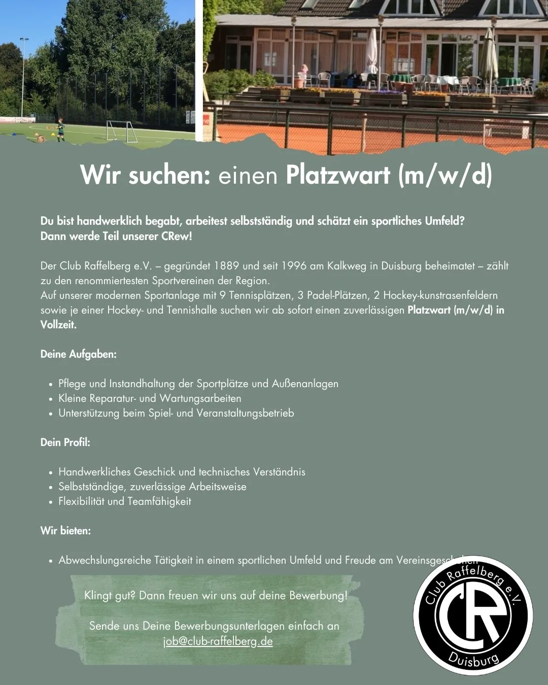 Wir suchen DICH! – Platzwart für unsere Anlage gesucht