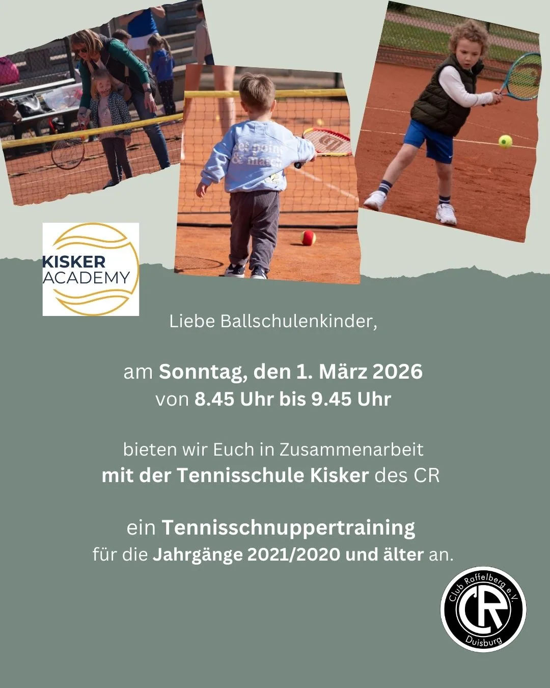 Tennis Schnuppertraining für die Ballschulen Kinder