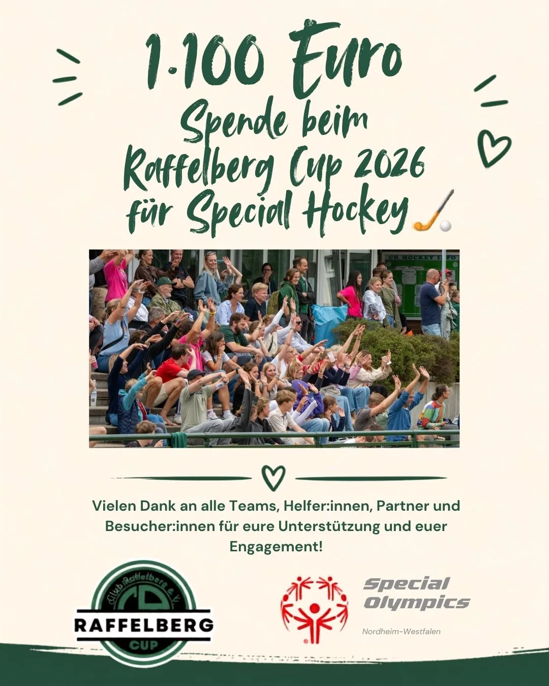 Raffelberg Cup 2026: 1.100 Euro Spende für Special Hockey 